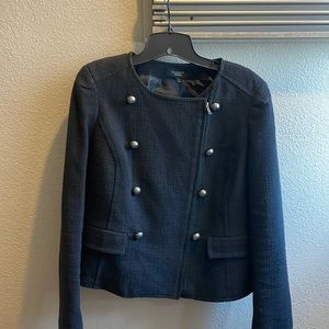TALBOTS Black Tweed Zip Front Jacket / Blazer, 14